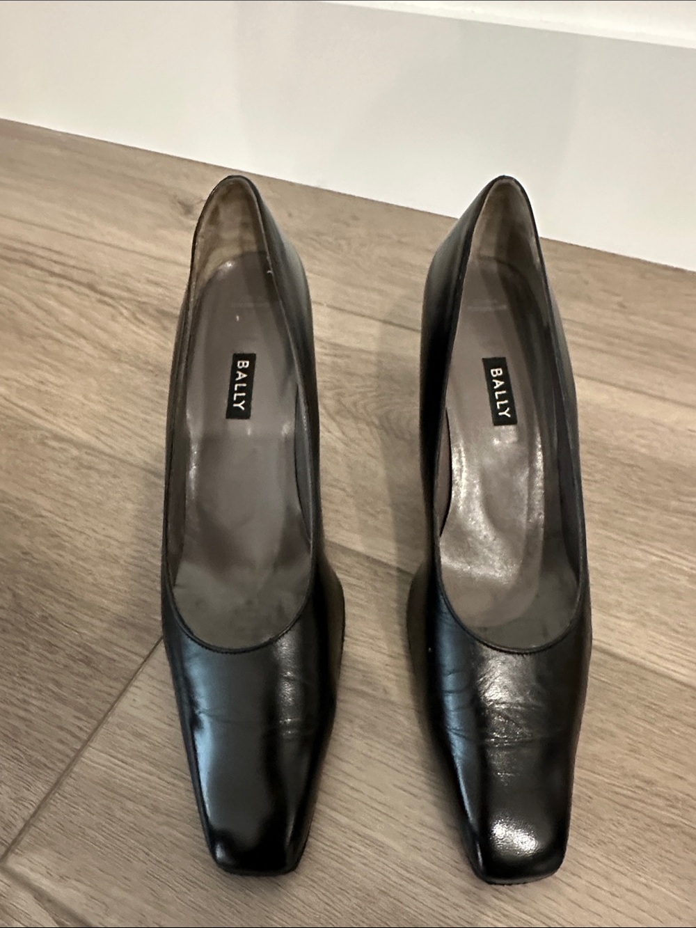 Bally Black Square-Toe Leather Pumps